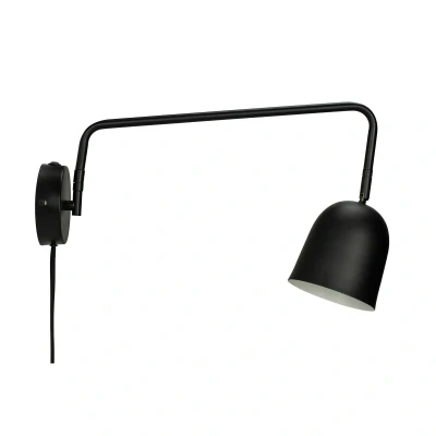 Afbeelding van Dyberg Larsen wandlamp Manchester, zwart, projectie 45 cm