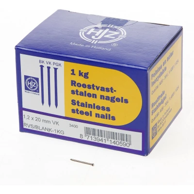Afbeelding van Hjz RVS nagels verloren kop 1.2 x 20mm 1kg