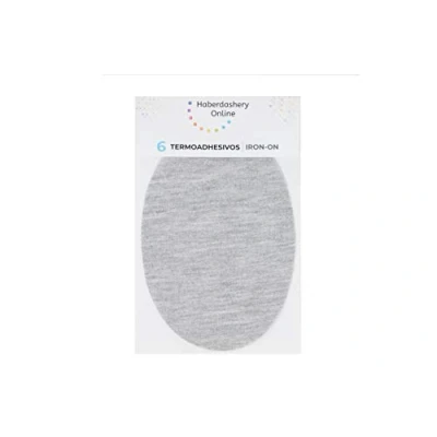 Afbeelding van Haberdashery Online Strijkpatches voor het repareren van sportkleding 6 kniebeschermers of dekbedden 13,9 x 9,3 cm. Kleur: Zilvergrijs