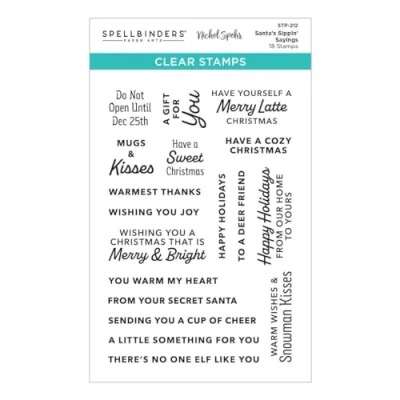 Afbeelding van Spellbinders Santa’s Sippin’ Sayings Clear Stamp Set (STP 212)
