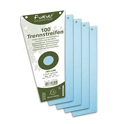 Afbeelding van Exacompta Scheidingsstroken trapezium 180 g/m², gerecycleerd, met perforatie, blauw (pak 100 stuks)