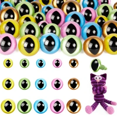 Afbeelding van MUCUNNIA 160 stuks veiligheidsogen voor katten, 12 18 mm, met sluitring, kattenogen van kunststof om te knutselen, poppenogen pluche dieren, Halloween decoraties (5 stuks)