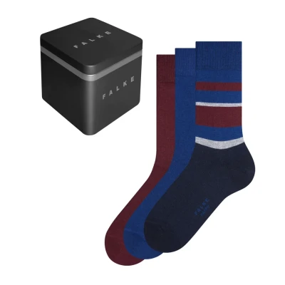 Afbeelding van Falke heren Happybox sokken in 3 pack de kleur Donkerblauw, maat: 39 42