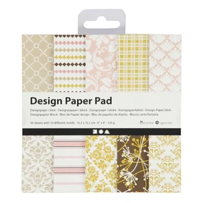 Afbeelding van Creotime Designpapier Blok Roze/goud 15,2 Cm 50 Vellen