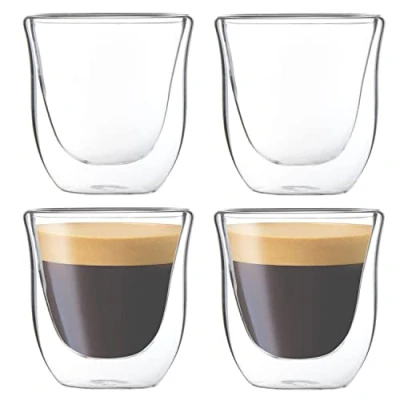 Afbeelding van 4 Stuks 80ML Espressokopjes, Dubbelwandige Glazen Mokken, Koffie Bekers, Espresso Cups