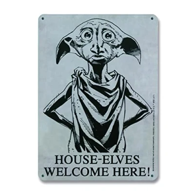 Afbeelding van Logoshirt Harry Potter House Elves 15 x 21 cm Metalen wandbord klein Wit