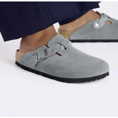 Afbeelding van Birkenstock Boston Braided Suede Leather Basalt Gray Narrow