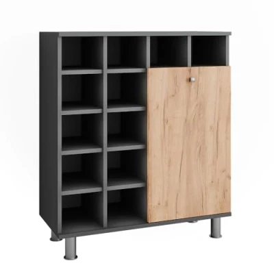 Afbeelding van Vicco Fynn badkamermeubelWasmand 78.4 x 91.6 cm Antraciet/gouden eik