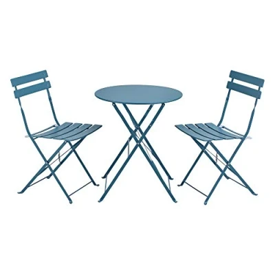 Afbeelding van Bistroset Caprile metaal tuintafel met 2 tuinstoelen turquoise