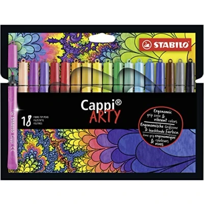 Afbeelding van STABILO Cappi Viltstift Nooit Meer Je Dop Kwijt Dankzij De Dopring ARTY Etui Met 18 Kleuren