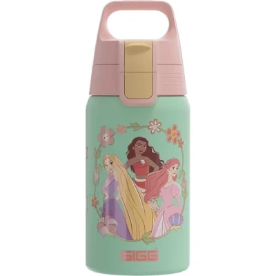 Afbeelding van SIGG Drinkfles van roestvrij staal Voor kinderen Shield One Disney prinsessen Geschikt koolzuurhoudende dranken Lekvrij Vederlicht BPA vrij sport en school Blauw