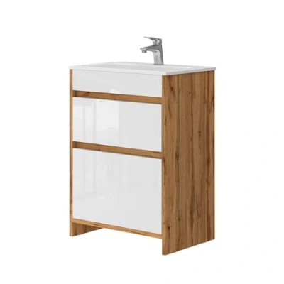 Afbeelding van Vicco Badkamermeubelset Detmold, Krachtige eik goud/Wit, 2 delen, basiseenheid 60 cm