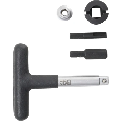 Afbeelding van BGS Universele olieservice sleutelset voor kunststof olieaflaatschroeven Aandrijf buitenzeskant 1/4&quot;, uitgaand buitenvierkant 3/8&quot; 5 delig