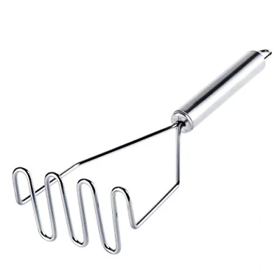 Afbeelding van KADAX 25 cm roestvrijstalen keukenaardappelstamper met ovaal handvat voor groenten, aardappelpuree, kookgerei