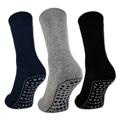 Afbeelding van 3 of 6 paar antislipsokken voor dames en heren, Zwart Blauw Grijs