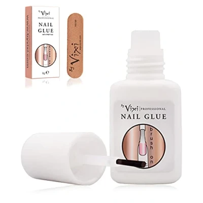 Afbeelding van 8 g By Vixi extra sterke nagellijm met gratis voorbereidingsvijl en kwast, onmiddellijke hechting droging, professionele kwaliteit