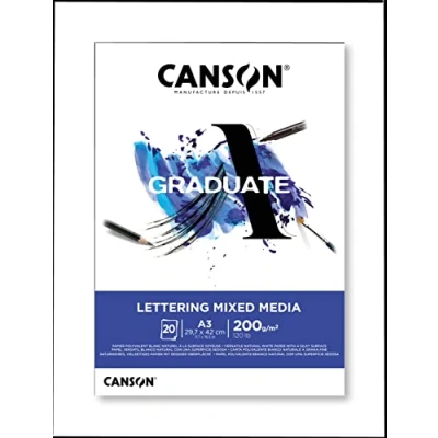 Afbeelding van CANSON Graduate Letering Mixed Media blok met 20 vellen A3 200 g/m²