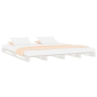 Afbeelding van Palletbed massief grenenhout wit 200x200 cm
