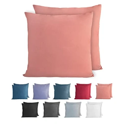 Afbeelding van Komfortec Set van 2 Premium Jersey Kussenslopen 80x80 cm Superzachte Kussenhoes 100% Katoen 150 g/m² Roze