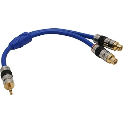 Afbeelding van Premium 3,5mm Jack (m) Tulp (v) stereo audio adapter kabel / blauw 0,25 meter