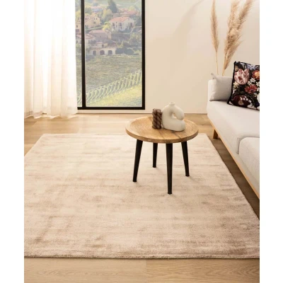 Afbeelding van Viscose Vloerkleed Vierkant Glamour Beige 160x160 Cm