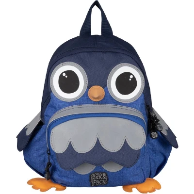 Afbeelding van pick &amp; PACK OWL Shape Backpack S Kinderrucksack Rugzak voor kinderen, Maat: One Size, Blue melange