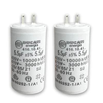 Afbeelding van 2 stuks 5,5 uF condensatoren voor SOMFY, SIMU rolluikreparatie. polige Faston 2,8 cilindrische condensator speciale vervanging 20 Nm rolluikmotor.