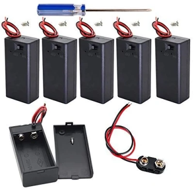 Afbeelding van GTIWUNG 6 stuks 9 V opbergdoos batterijdoos aan/uit schakelaar met dop, accuconnector kabel batterijhouder clip op kabelconnector lead, I type T