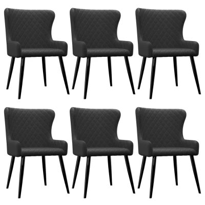 Afbeelding van Eetkamerstoelen 6 st stof zwart