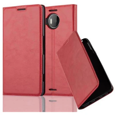 Afbeelding van Cadorabo Hoesje geschikt voor Nokia Lumia 950 XL in APPEL ROOD Beschermhoes met magnetische sluiting, standfunctie en kaartvakje Book Case Cover Etui