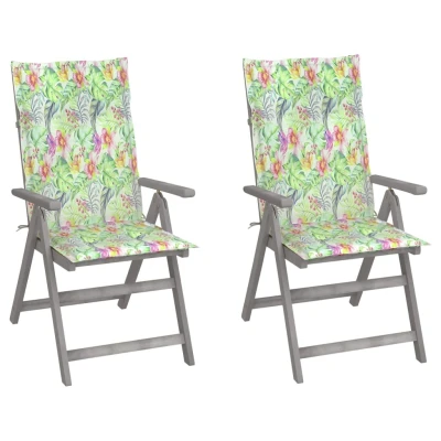 Afbeelding van Tuinstoelen 2 st verstelbaar met kussens massief acaciahout