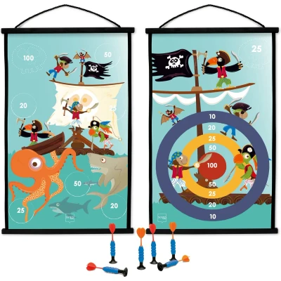 Afbeelding van Scratch Active Play: START TO DART Piraat 38x60cm, 2 zijdig bedrukt, met 6 darts zuignappen, in doos, 5+