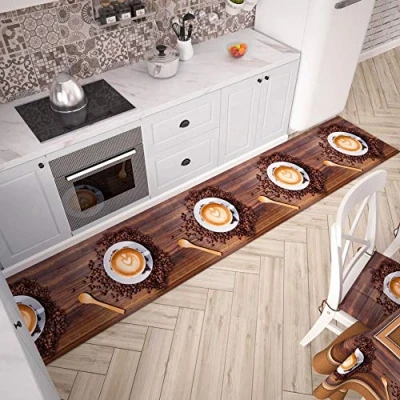 Afbeelding van Petti Artigiani Italiani keukenmat, antislip en wasbaar, 52 x 180 cm, motief koffie 2, 100% Made in Italy.