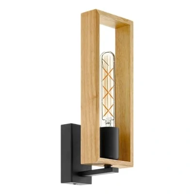 Afbeelding van EGLO Littleton Wandlamp E27 Zwart/Hout