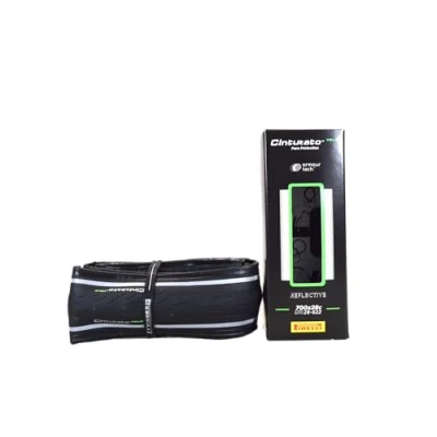 Afbeelding van Pirelli Cinturato Velo TLR Reflecterende Racefiets Band Zwart/Reflecterend 28mm