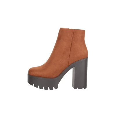 Afbeelding van Elara Herbst Enkellaarsjes met plateauzool, Dames, Maat: 40, Camel london Kunststof