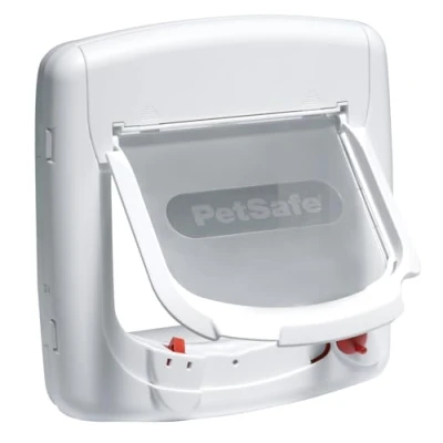 Image de PetSafe Chatière magnétique Deluxe Staywell pour Chat avec Système de Verrouillage à 4 positions Collier clé Facile Installer Blanc