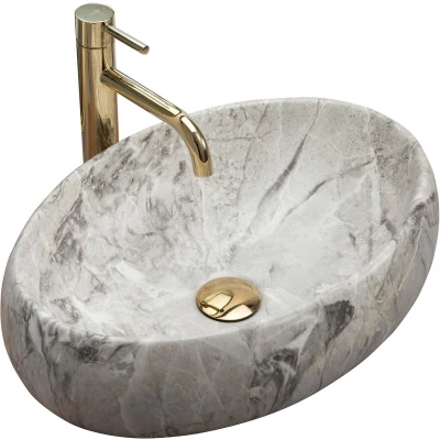 Afbeelding van REA Linda Opzetwastafel Waskom 48.5 x 34 14.5 cm Stone Mat Stonelook