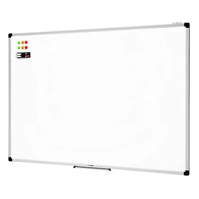 Afbeelding van Amazon Basics Magnetisch droog uitwisbaar whiteboard met penhouder en aluminium stangen, wit, 120 x 90 cm