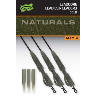 Image de Fox Naturals Leadcore PG Lead Clip Leaders 75cm (50lb) (3 pcs) Bas de ligne carpe