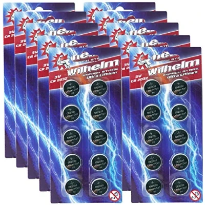 Afbeelding van Wilhelm 100 stuks CR2032 3V CR 2032 lithium knoopcellen