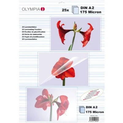Image de pochettes de plastification à chaud, din a2, 175 microns, 25 tansparentes olympia 9184
