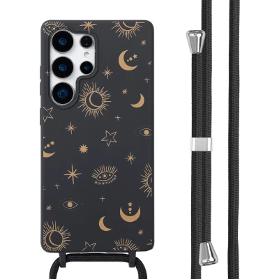 Afbeelding van imoshion hoesje Geschikt voor Samsung Galaxy S25 Ultra met koord Siliconen design Meerkleurig / Sky Black