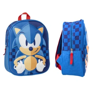 Afbeelding van mybagstory 3D kinderrugzak Sonic blauw Kind school kleuterschool schooltas jongens maat 31 cm verstelbare bandjes cadeau idee, blauw, kind,
