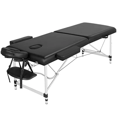 Afbeelding van Yaheetech Beweegbare massagetafel van aluminium, 70 cm breed, in hoogte verstelbaar, 2 zones, inklapbaar, met draagtas en hoofdsteun, belastbaar tot 250 kg