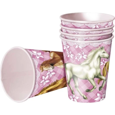 Afbeelding van Bekers Pink Pony Paarden 250ml 8 stuks