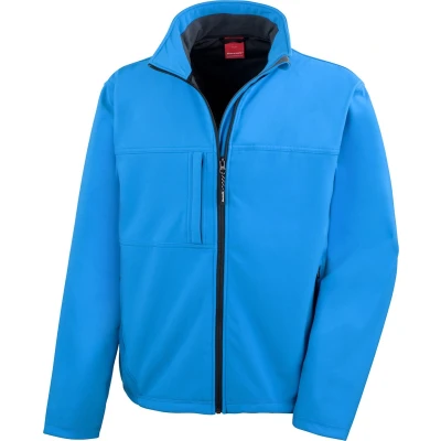Afbeelding van Heren Classic Softshell Outdoorjas Result maat S Azuurblauw