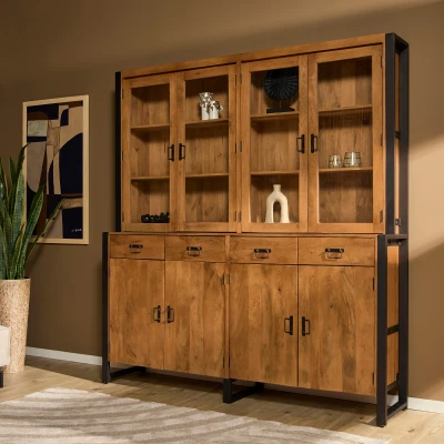 Afbeelding van Homestylingshop Vitrinekast XXL Ben industrieel 220 cm