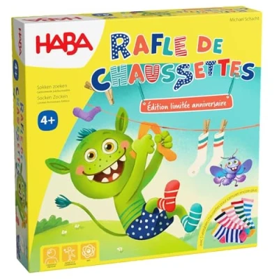 Afbeelding van HABA Rafle sokken verjaardag editie familiespel vanaf 4 jaar bevat echte en houten figuren speciale 20 2011722002