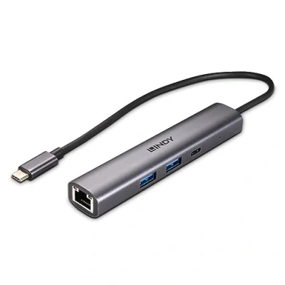 Afbeelding van Lindy 43385 interface hub USB Type C 10000 Mbit/s Grijs